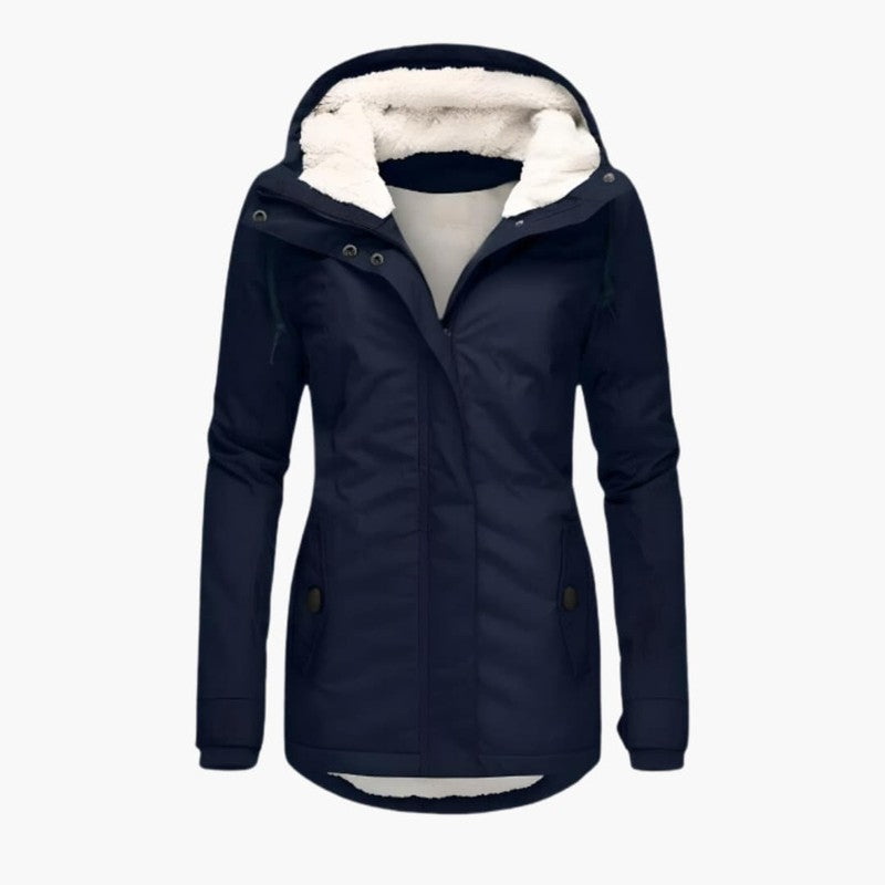 Coat - Polyester-Blend Long Waterproof Cut & Warm Lined