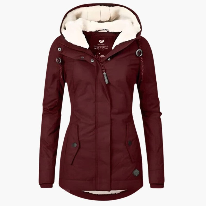 Coat - Polyester-Blend Long Waterproof Cut & Warm Lined