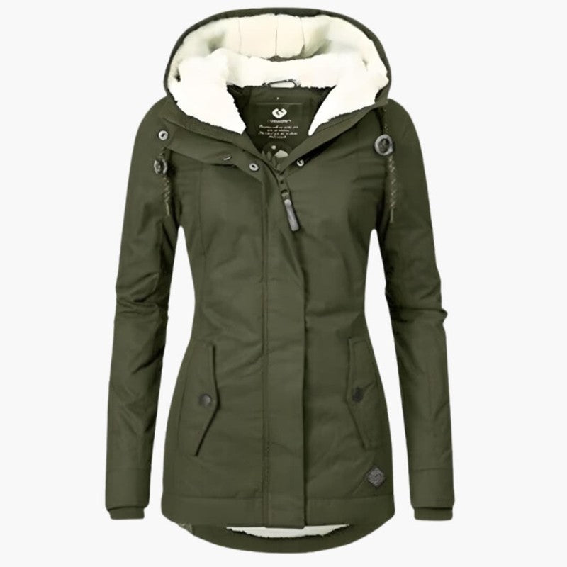 Coat - Polyester-Blend Long Waterproof Cut & Warm Lined