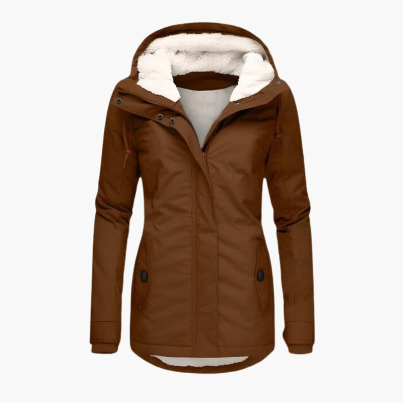 Coat - Polyester-Blend Long Waterproof Cut & Warm Lined