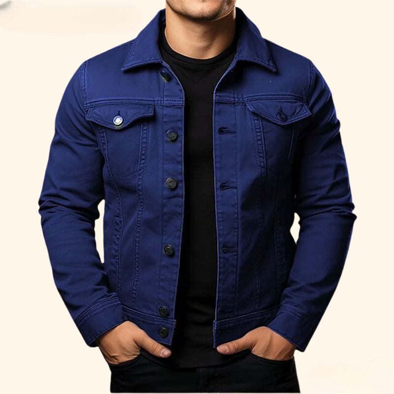 Denim Jacket - Cotton Blend Structured Front For Layering