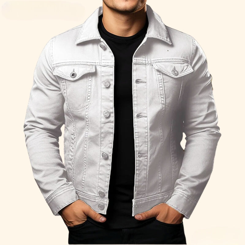 Denim Jacket - Cotton Blend Structured Front For Layering