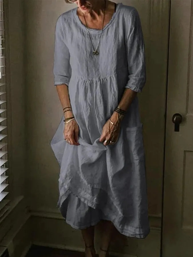 Dress - Cotton-Linen Blend Loose Cut & Easy Movement