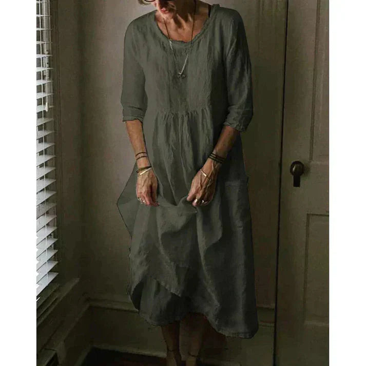 Dress - Cotton-Linen Blend Loose Cut & Easy Movement