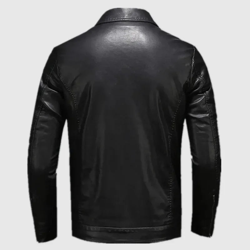 Faux Leather Jacket - Zip Front And Structured Shape