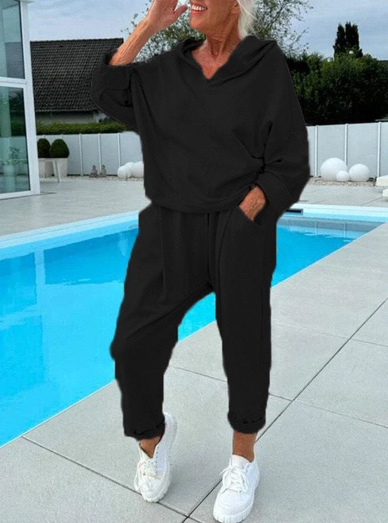 Hoodie Set - Pullover Top And Relaxed Fit Comfort Soft Feel