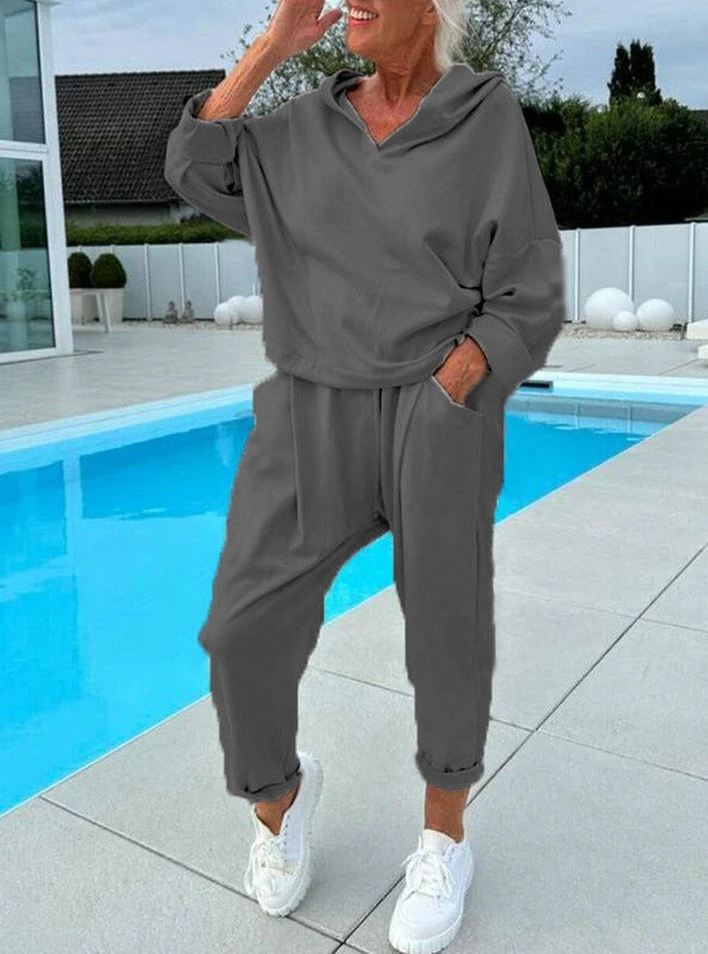 Hoodie Set - Pullover Top And Relaxed Fit Comfort Soft Feel
