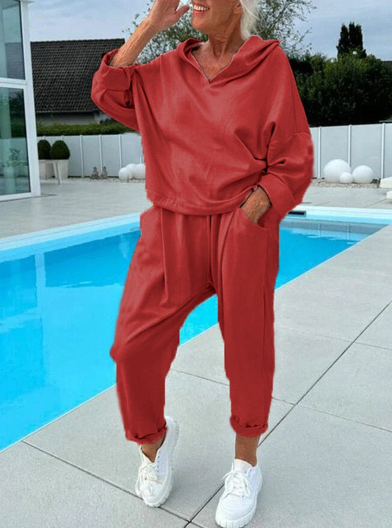 Hoodie Set - Pullover Top And Relaxed Fit Comfort Soft Feel