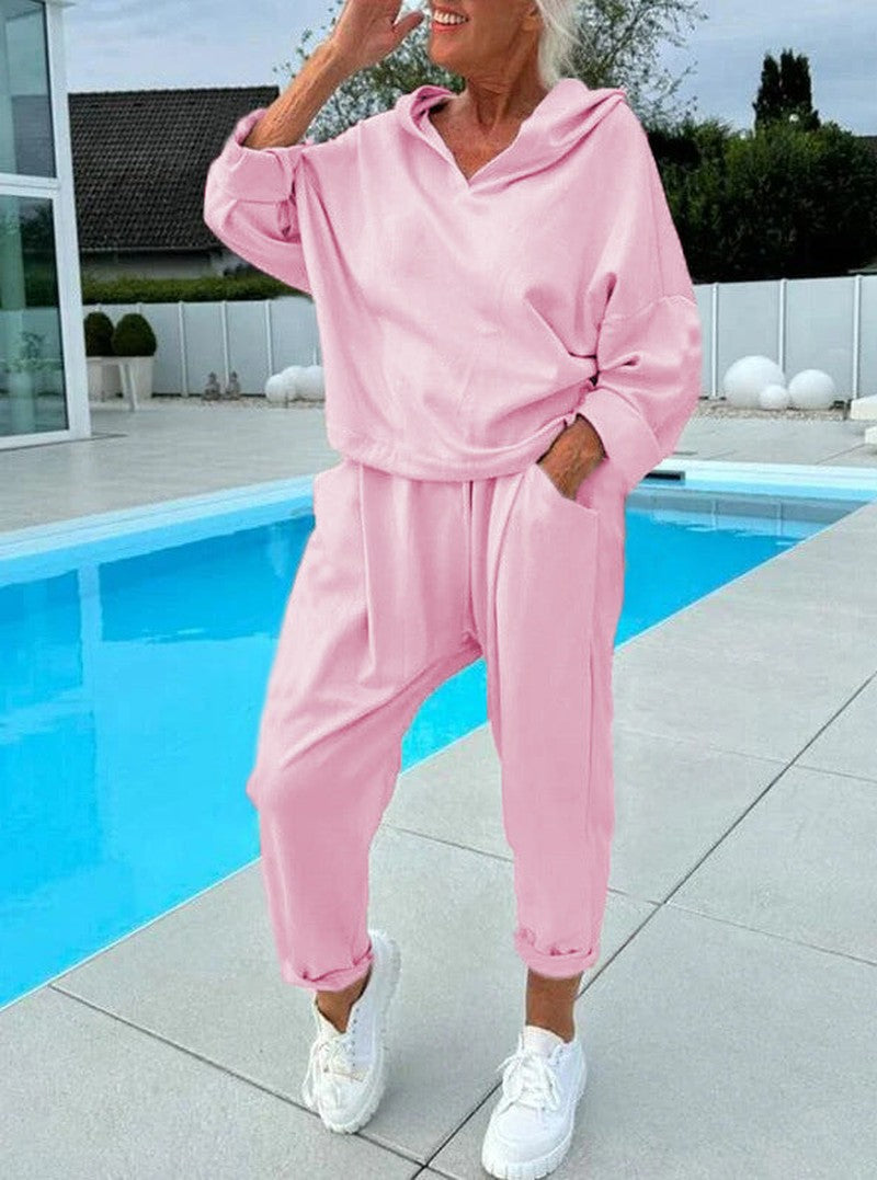 Hoodie Set - Pullover Top And Relaxed Fit Comfort Soft Feel
