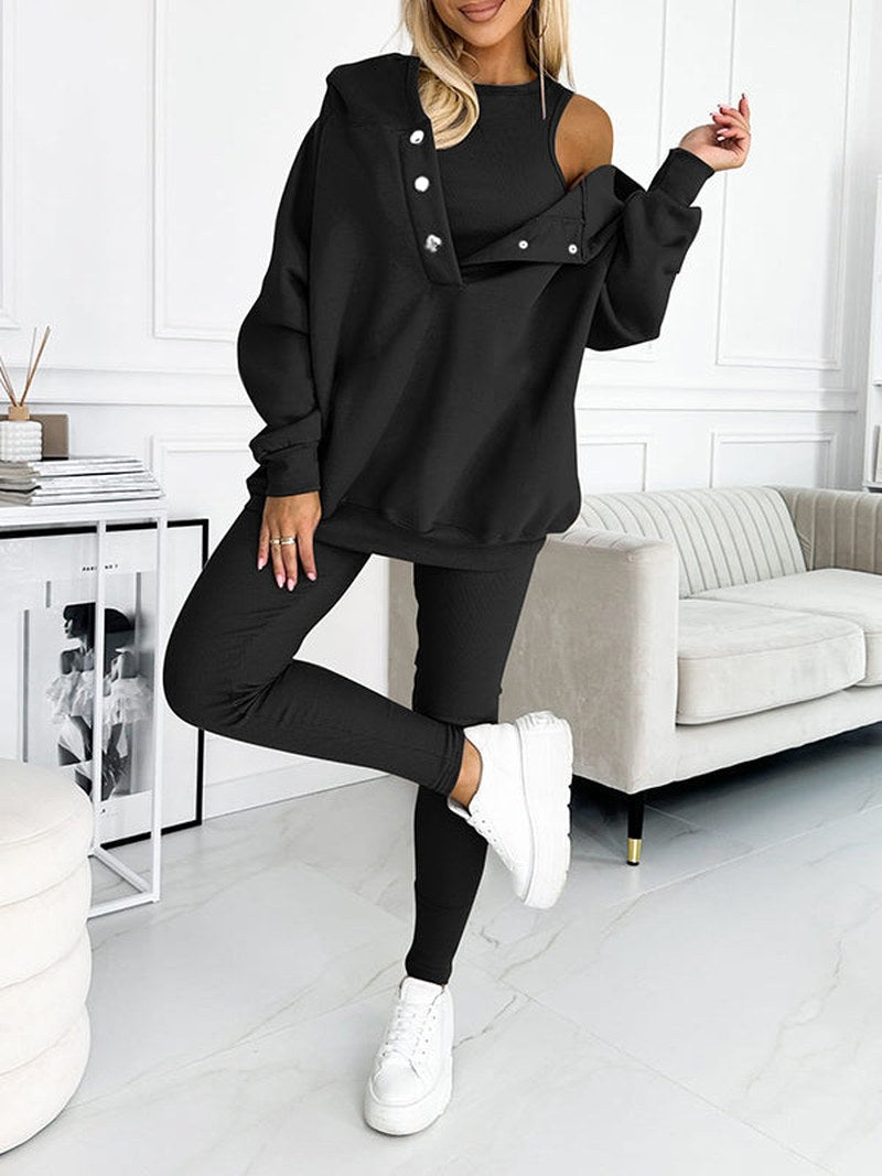 Knit Lounge Set - Three Piece Knit And Layering Warmth