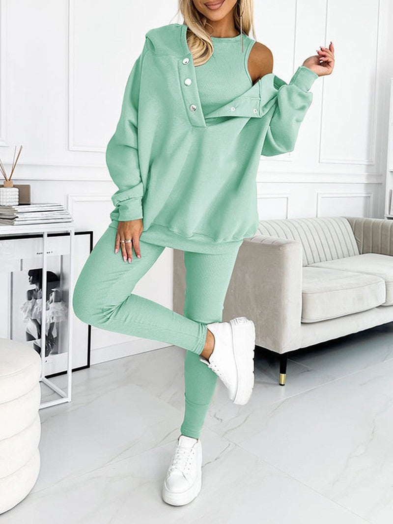 Knit Lounge Set - Three Piece Knit And Layering Warmth