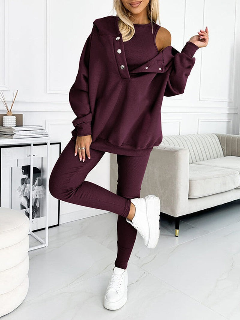 Knit Lounge Set - Three Piece Knit And Layering Warmth