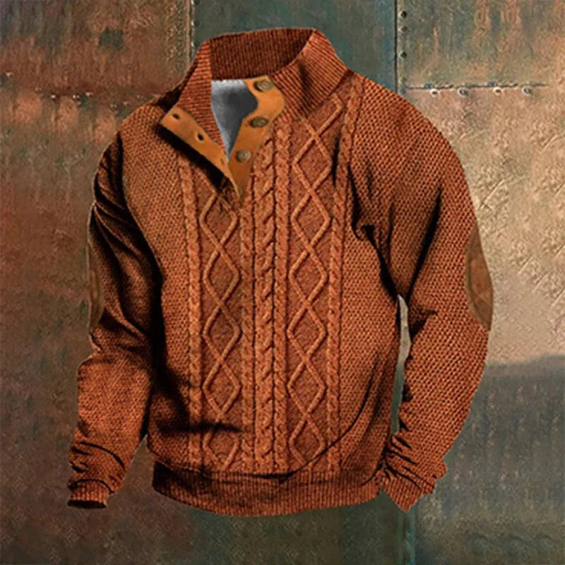 Knit Sweater – Retro Rib Lines & Easy Layering Warmth