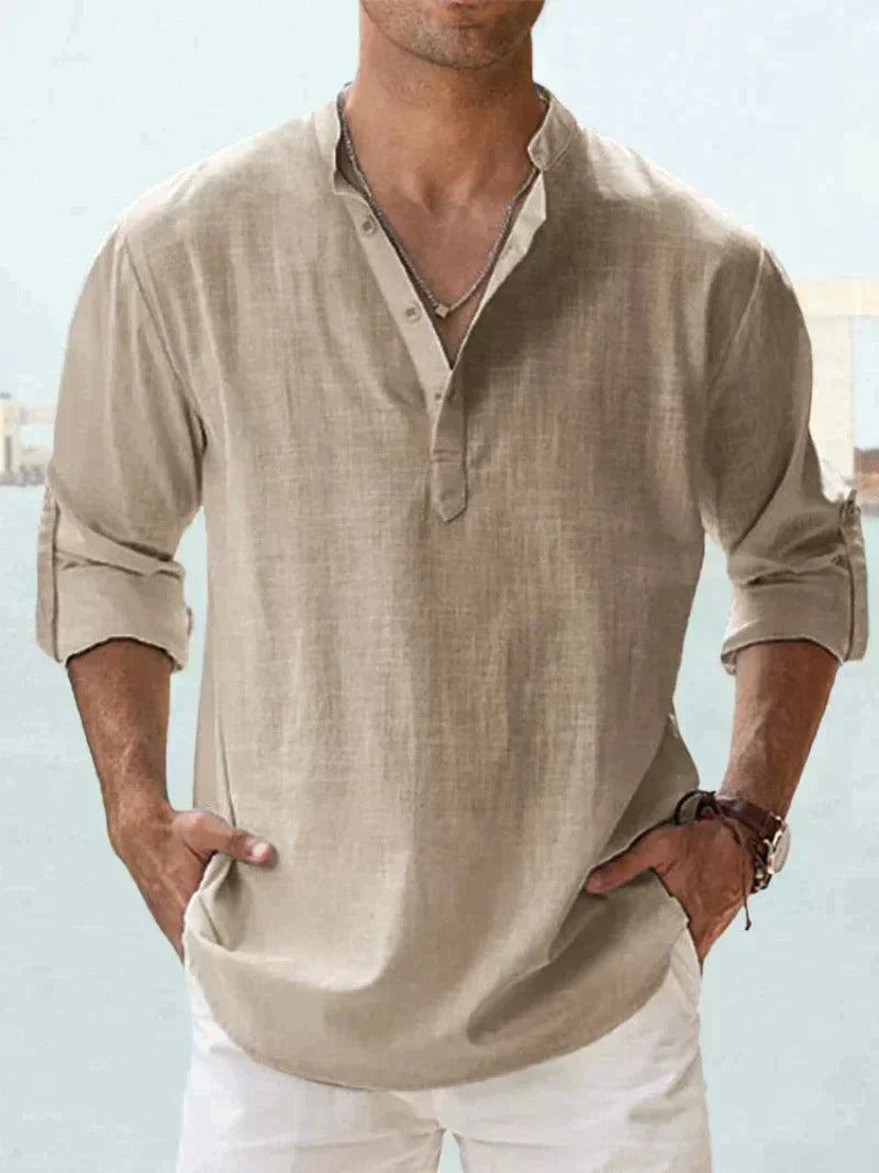 Linen Blend Shirt - Button Front & Cooling Air Flow