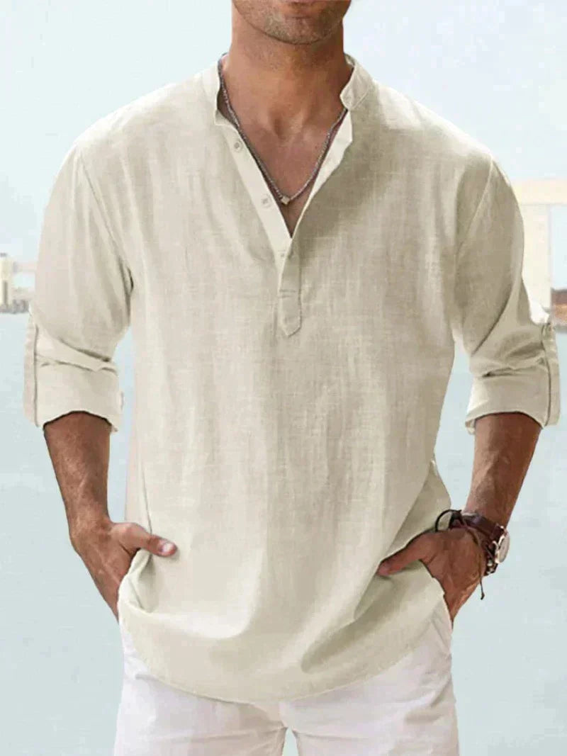 Linen Blend Shirt - Button Front & Cooling Air Flow