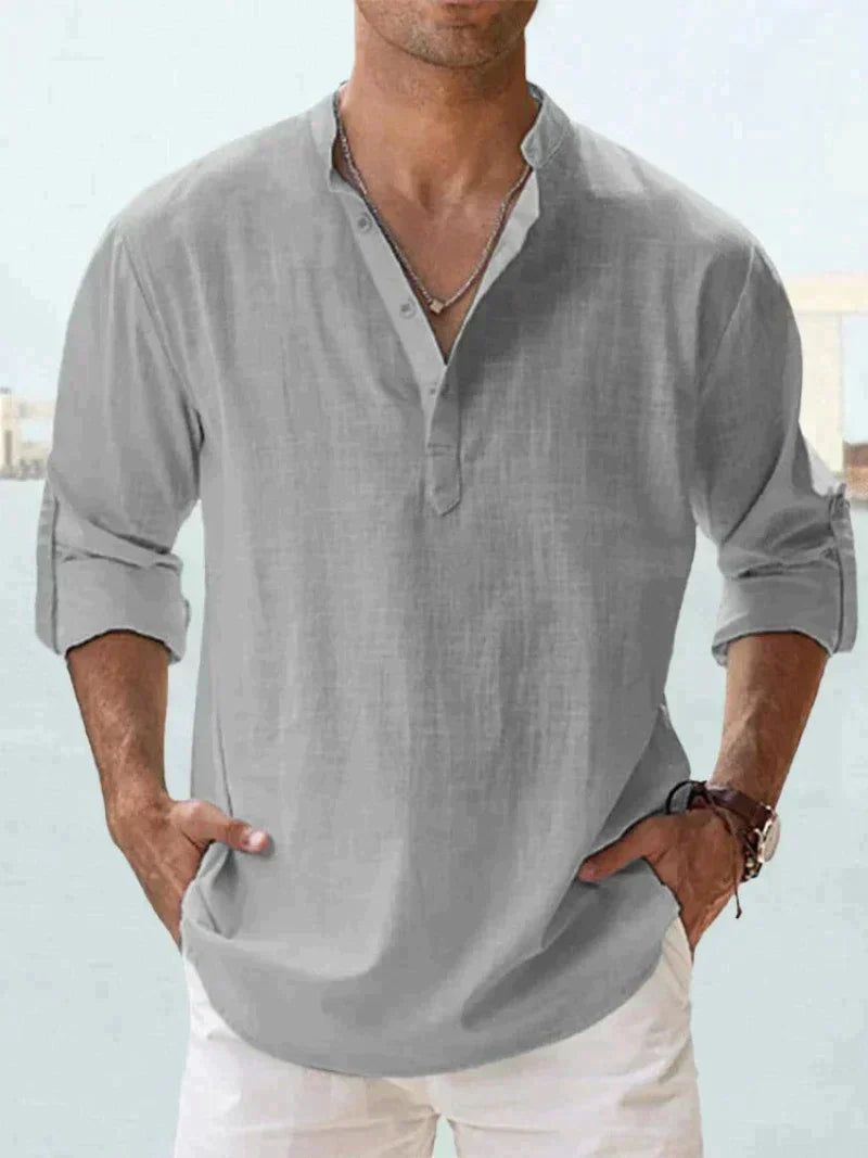 Linen Blend Shirt - Button Front & Cooling Air Flow