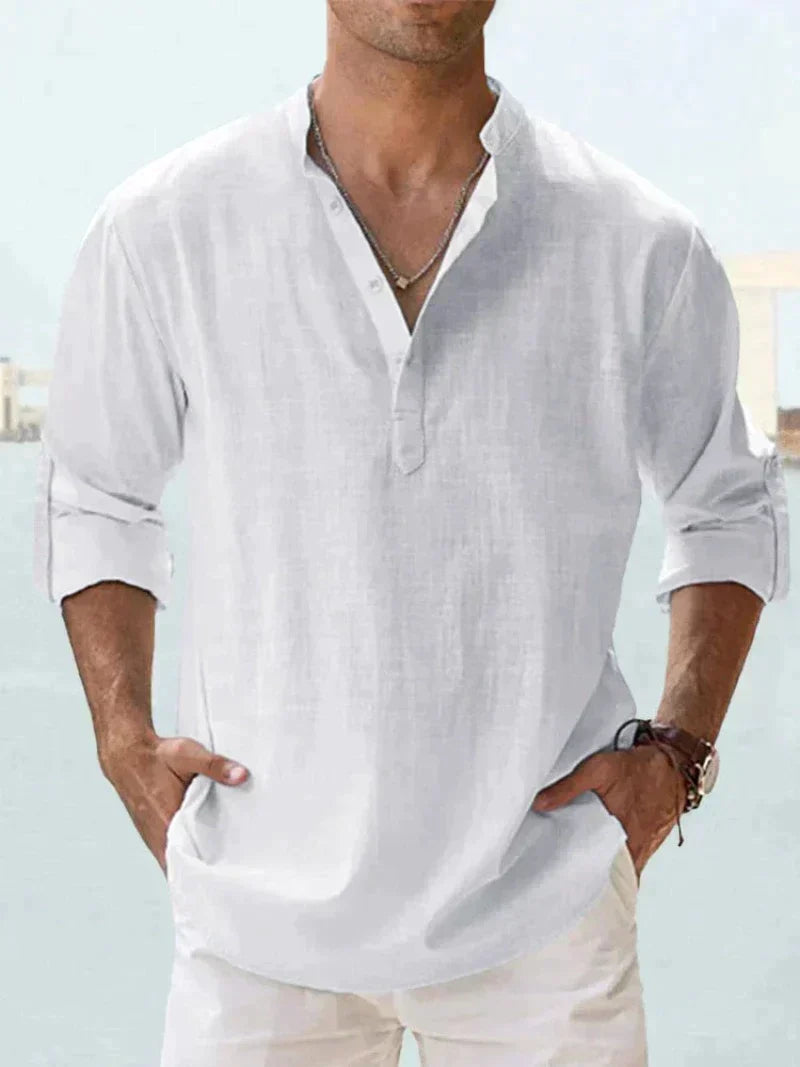 Linen Blend Shirt - Button Front & Cooling Air Flow