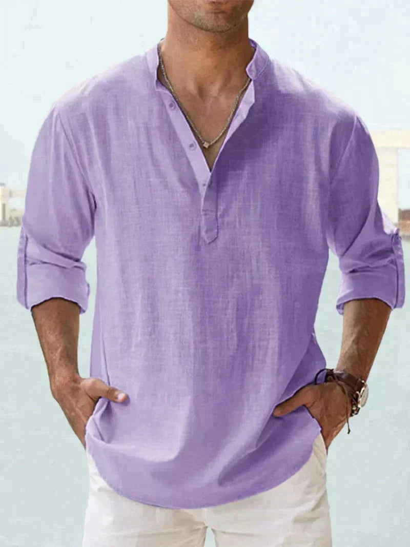 Linen Blend Shirt - Button Front & Cooling Air Flow