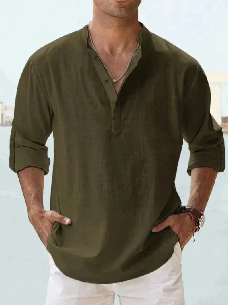 Linen Blend Shirt - Button Front & Cooling Air Flow