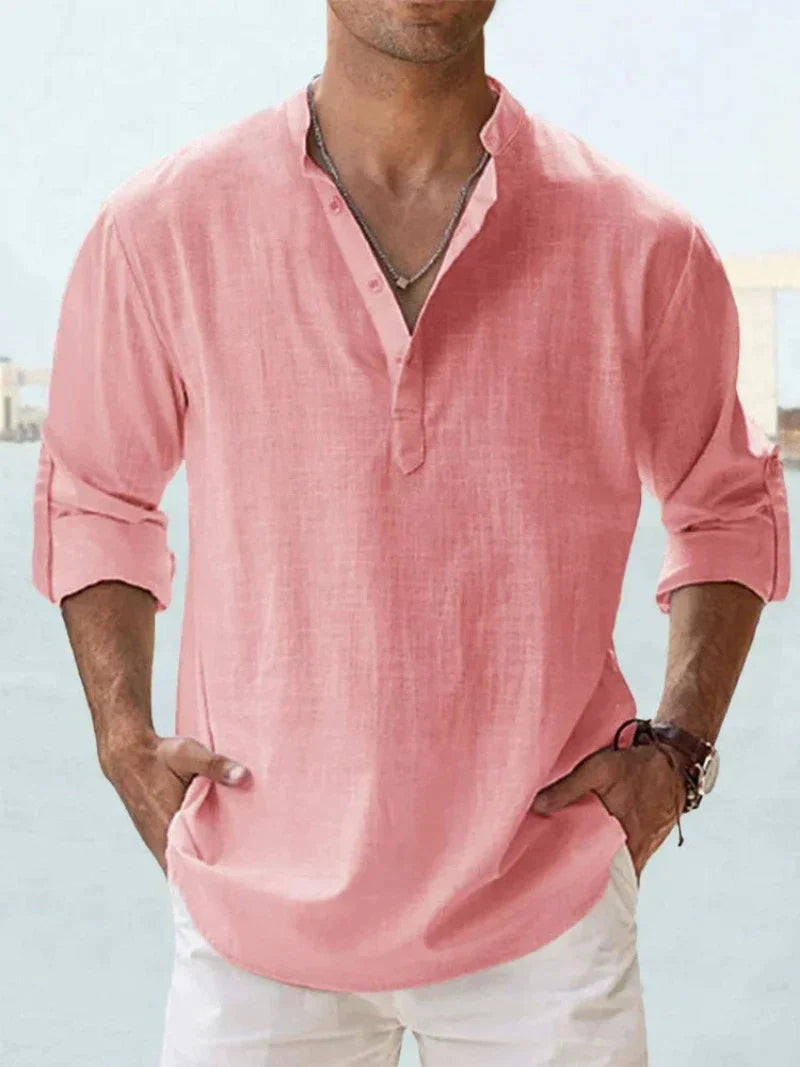 Linen Blend Shirt - Button Front & Cooling Air Flow