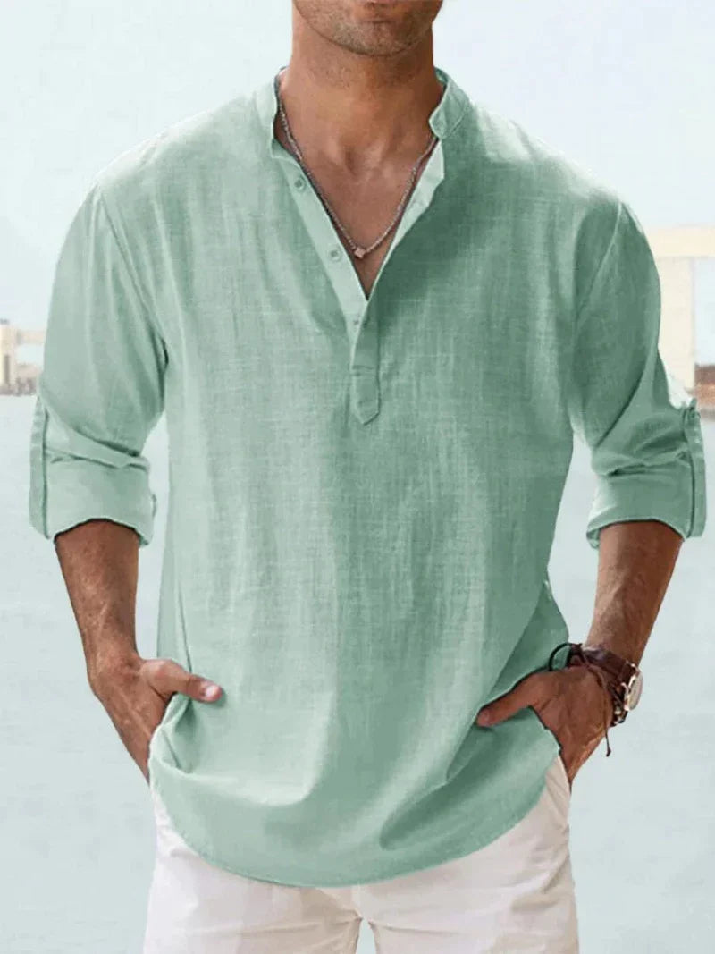 Linen Blend Shirt - Button Front & Cooling Air Flow