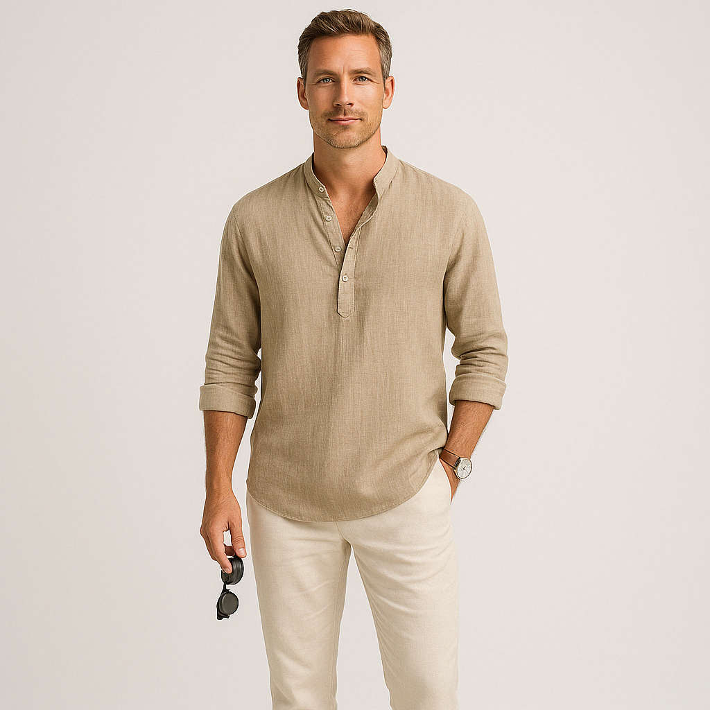 Linen Blend Shirt - Button Front & Cooling Air Flow