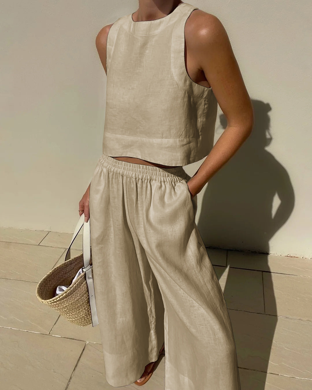 Linen Two Piece Set - Long Top & Lightweight Breathable Fit