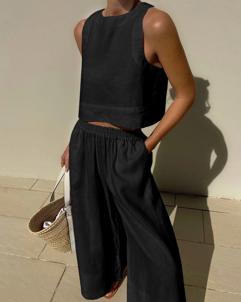 Linen Two Piece Set - Long Top & Lightweight Breathable Fit