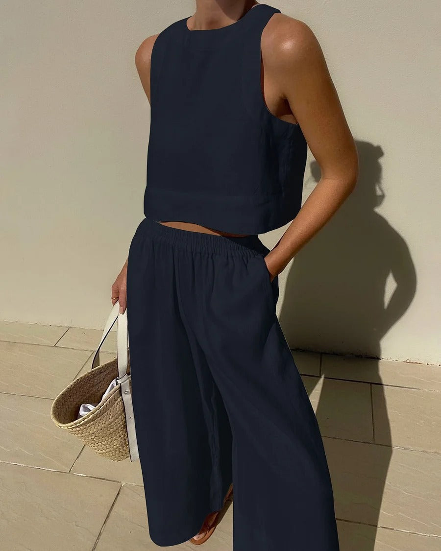 Linen Two Piece Set - Long Top & Lightweight Breathable Fit