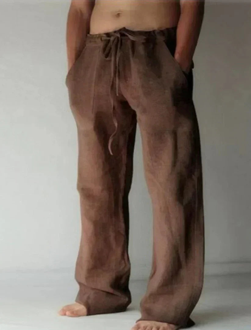 Pants - Wide Linen Blend And Adjustable Drawcord Waist