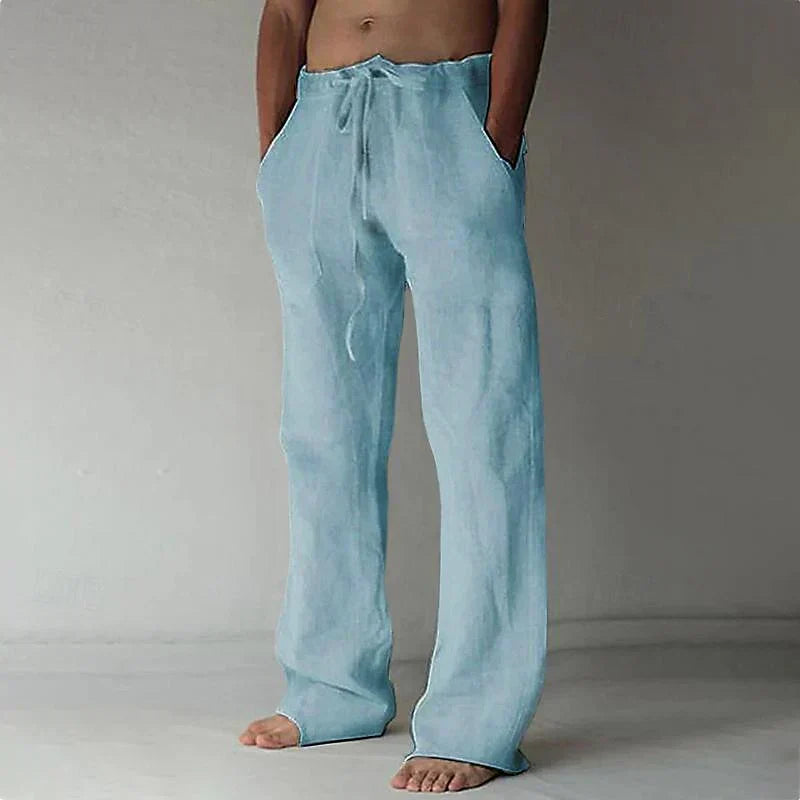 Pants - Wide Linen Blend And Adjustable Drawcord Waist