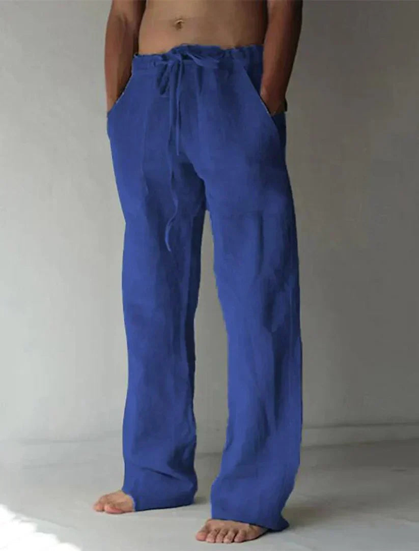 Pants - Wide Linen Blend And Adjustable Drawcord Waist