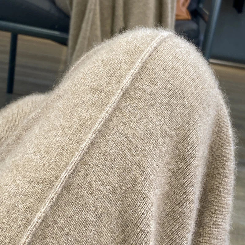 Wide Leg Pants - Wool Blend Knit & Draping Shape For Warmth