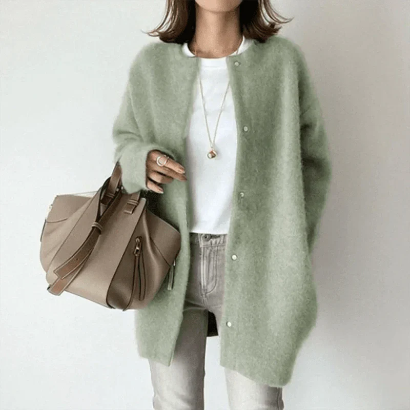 Wool Cardigan - Ribbed Cuffs And Warm Layering Ease