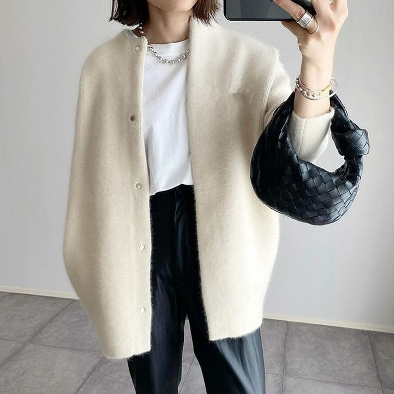 Wool Cardigan - Ribbed Cuffs And Warm Layering Ease