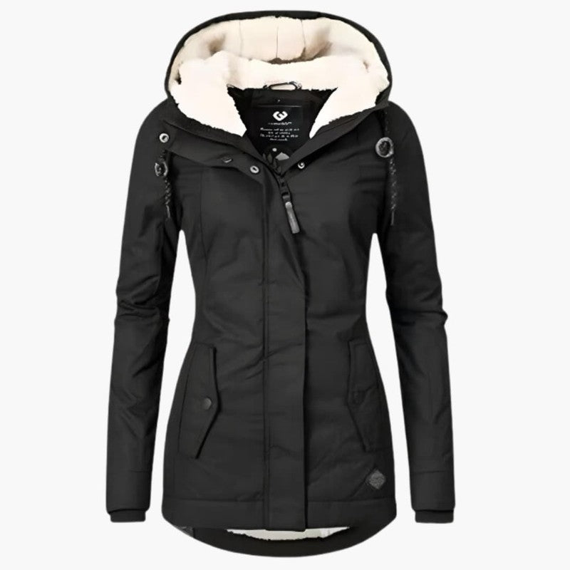 Coat - Polyester-Blend Long Waterproof Cut & Warm Lined