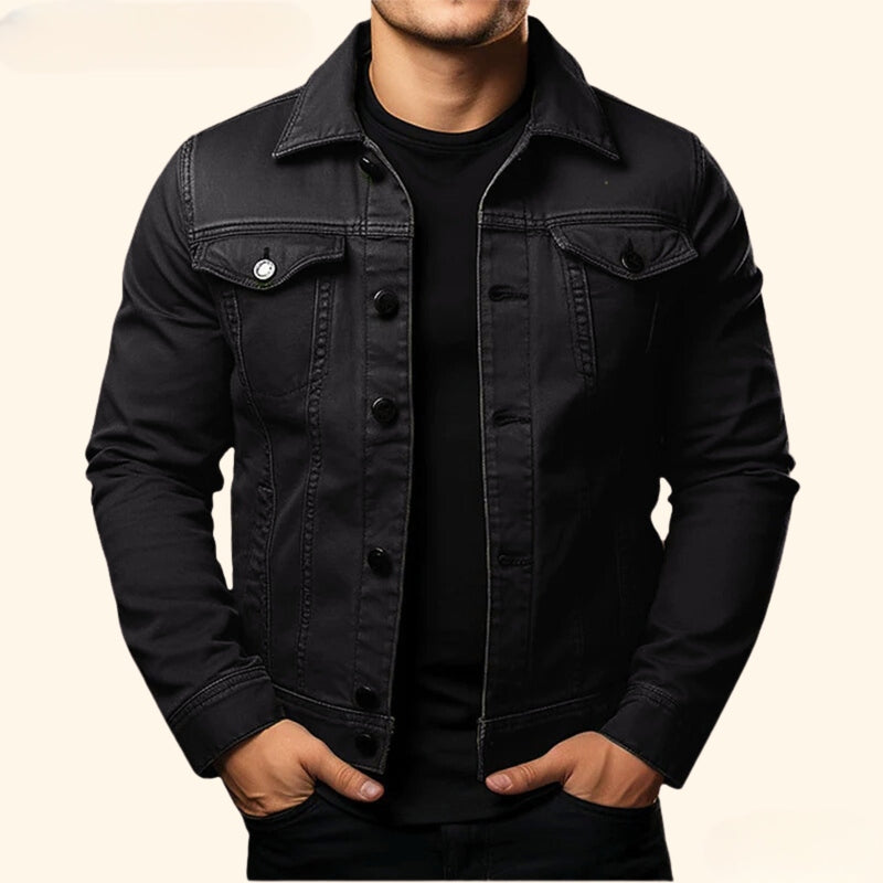 Denim Jacket - Cotton Blend Structured Front For Layering