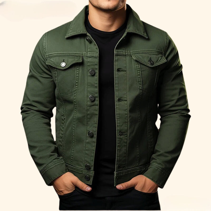 Denim Jacket - Cotton Blend Structured Front For Layering