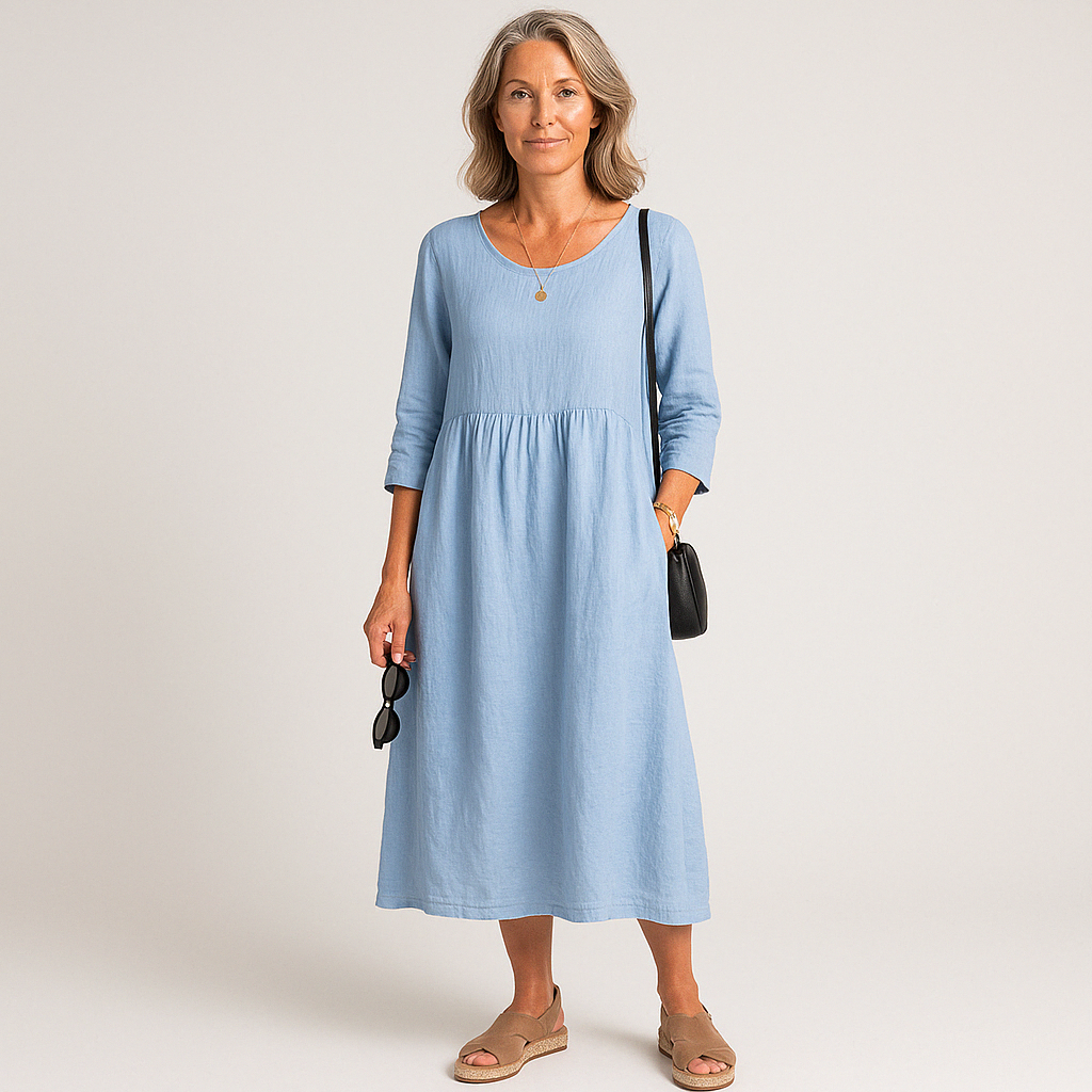 Dress - Cotton-Linen Blend Loose Cut & Easy Movement