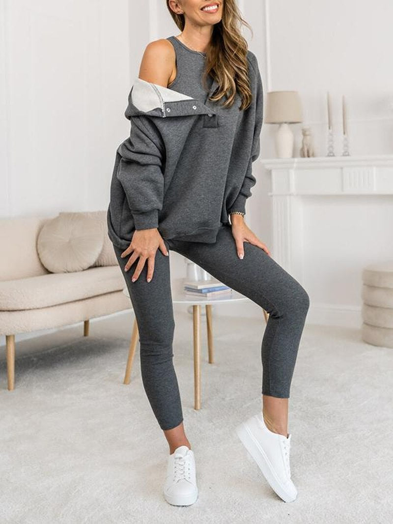 Knit Lounge Set - Three Piece Knit And Layering Warmth