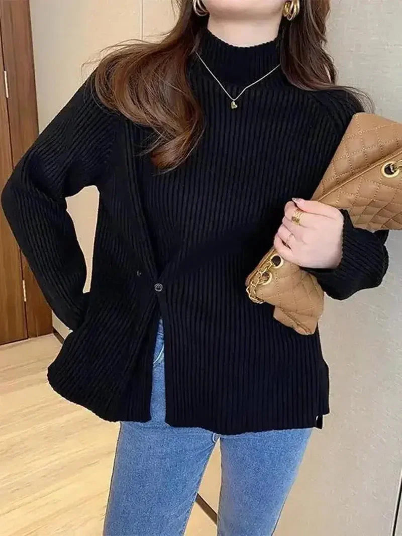 Knit Sweater - Wool Blend Turtleneck & Warm Layering