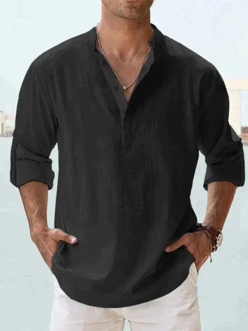 Linen Blend Shirt - Button Front & Cooling Air Flow