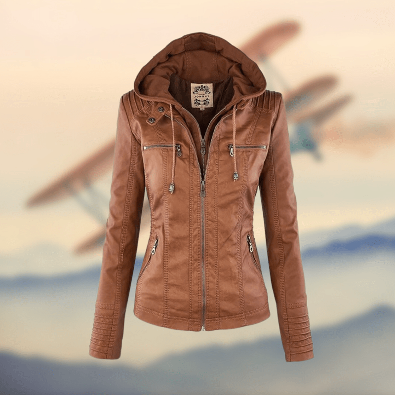 Magneve Kaylee - Stylish Italian leather jacket with hood