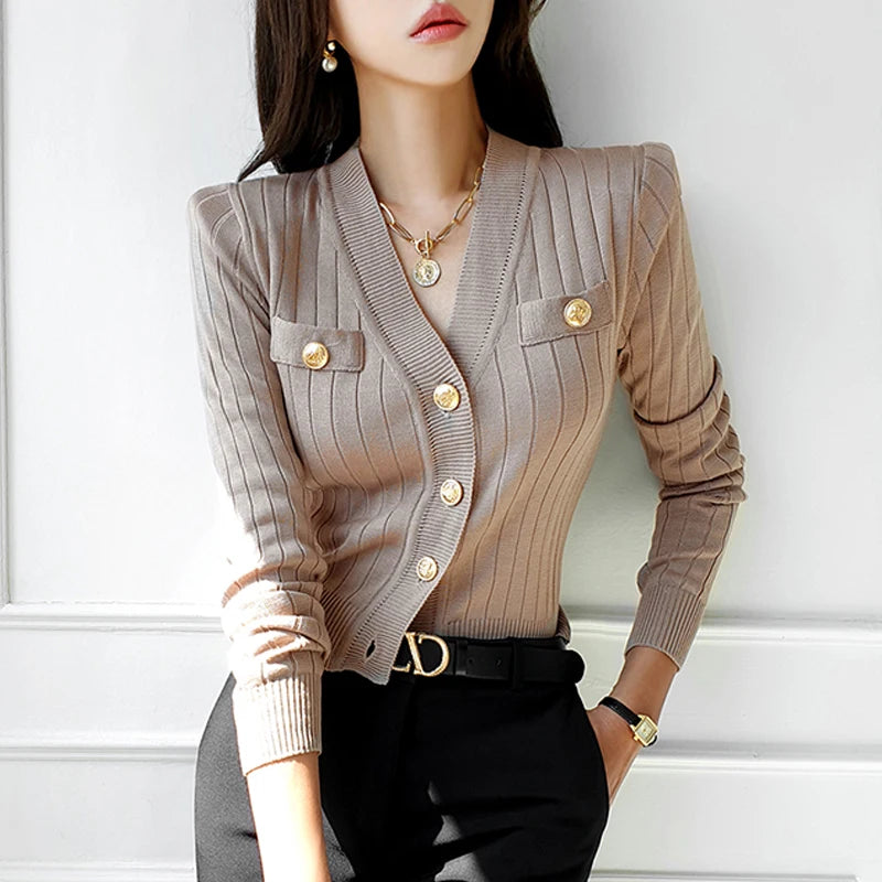 Magneve Sienna - New autumn cardigans for women with V-neck and long sleeves