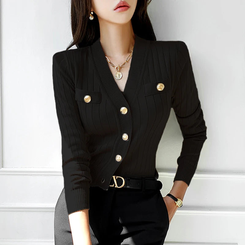 Magneve Sienna - New autumn cardigans for women with V-neck and long sleeves