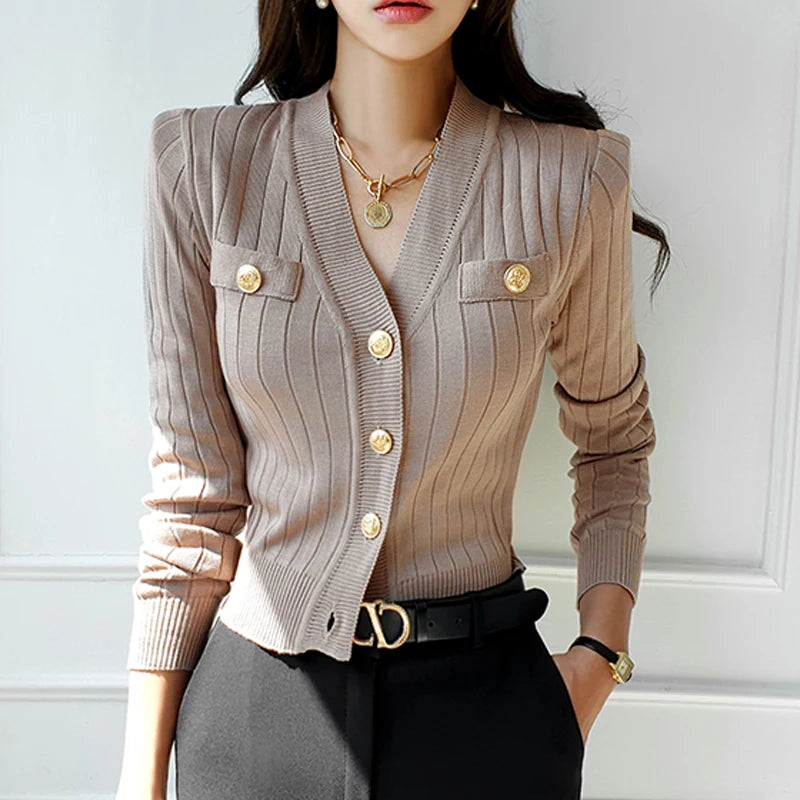 Magneve Sienna - New autumn cardigans for women with V-neck and long sleeves
