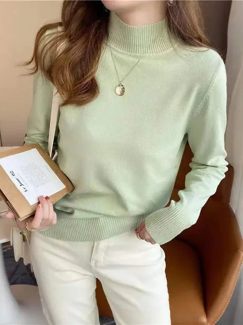 Pullover Sweater – Cotton Blend Turtleneck & Loose Warm Fit