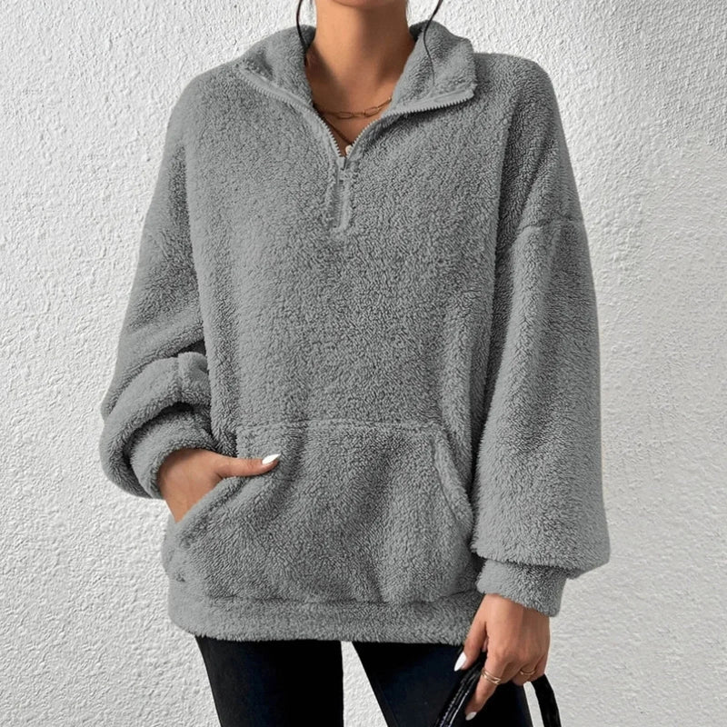 Sweatshirt – Cotton Blend Cropped Half Zip & Easy On
