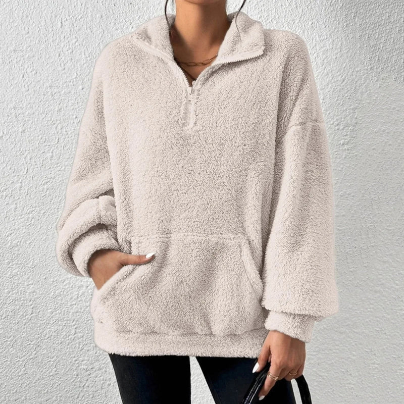 Sweatshirt – Cotton Blend Cropped Half Zip & Easy On