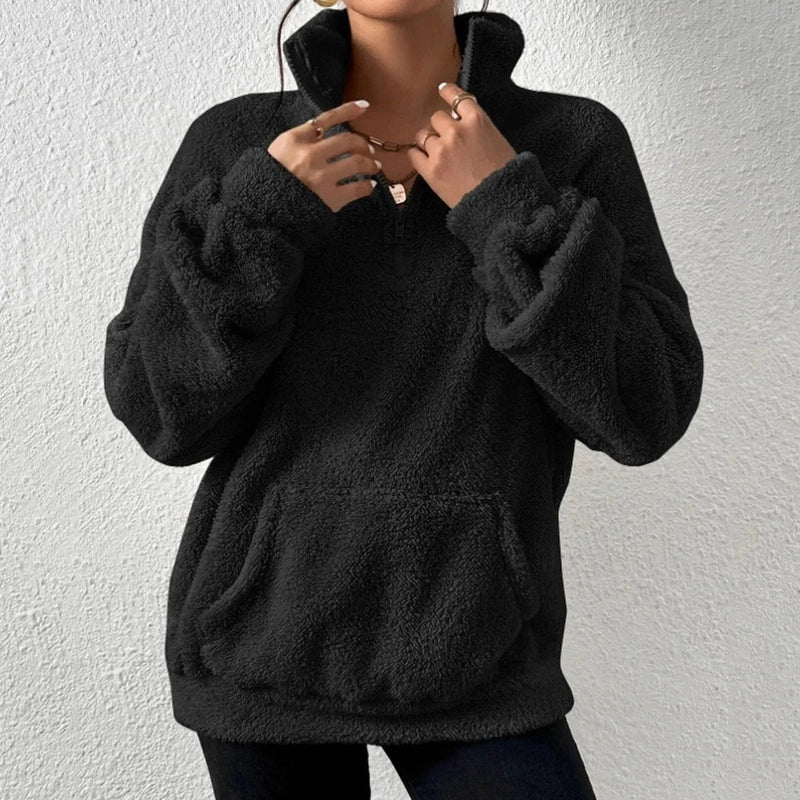 Sweatshirt – Cotton Blend Cropped Half Zip & Easy On